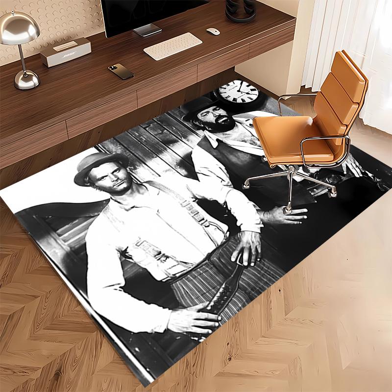 1 pièce Tapis de zone imprimé Terence Hill et Bud Spencer - Tapis d'intérieur doux, lavable et antidérapant, Tapis décoratif pour salon, bureau à domicile, Décoratif de bureau