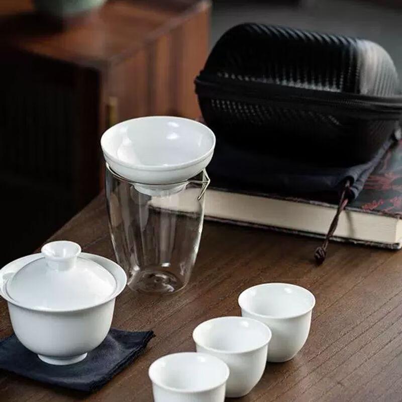 Dehua White Porcelain Portable Travel Tea Set