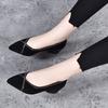 Pointed Single Shoes Women's Spring New Rhinestone Sheepskin Temperament Low Heel Women's Shoes Women's Black Work Shoes