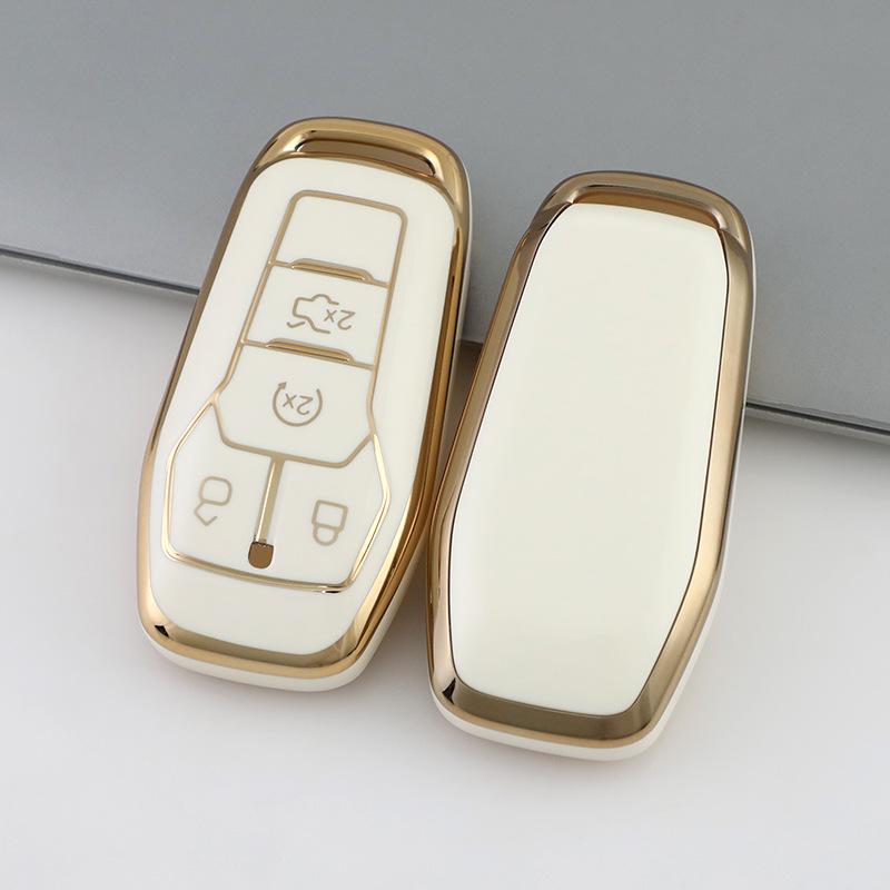 Ford Car Key Case for Mondeo, Focus, Fiesta, Escort, Lincoln, Mustang - TPU Full-Wrap Shell