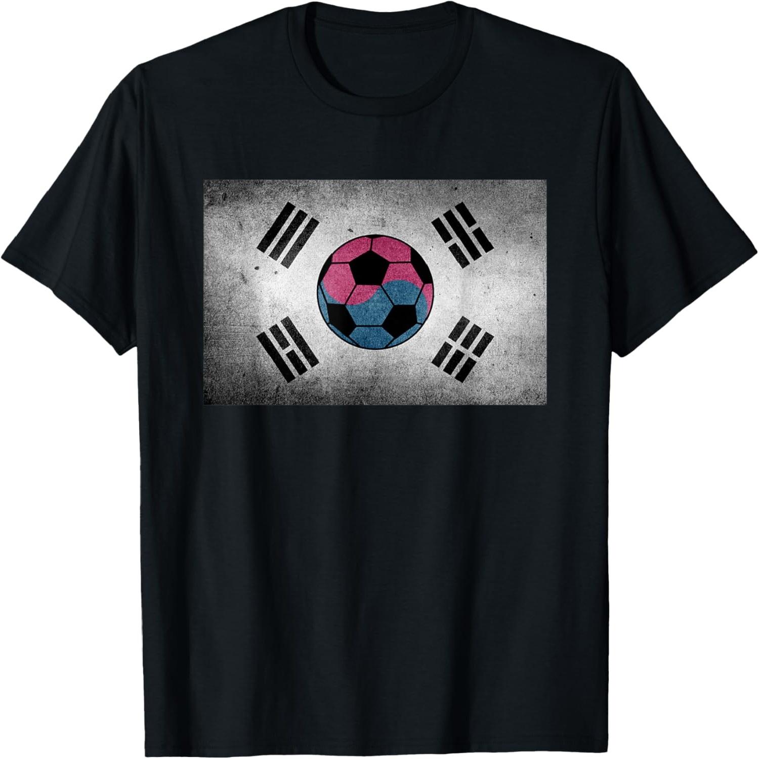 Vintage South Korea Flag Soccer Ball Korean Football T-Shirt S