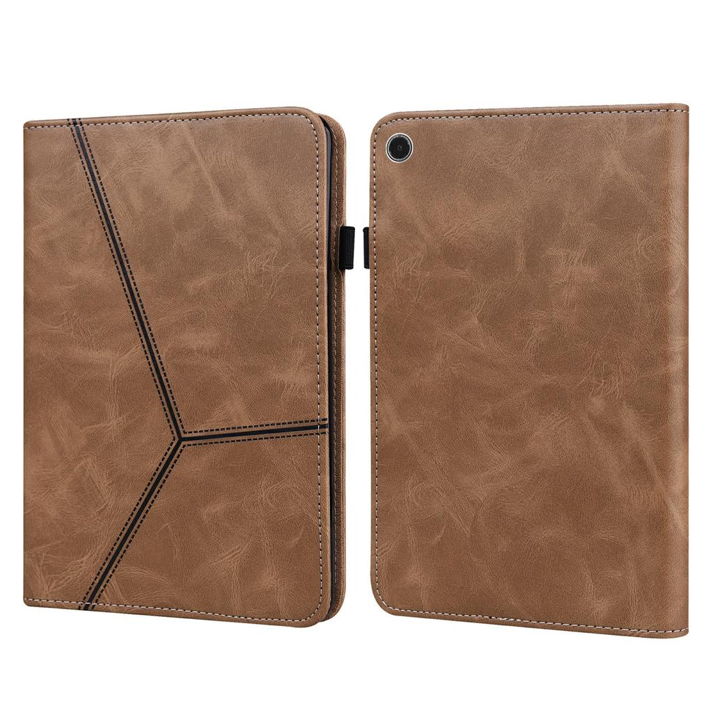 For Lenovo Tab Plus Case Line Imprinted PU Leather Card Holder Tablet Stand Cover