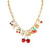 Collana a Catena Paperclip con Ciondolo Cuore e Ciliegia Dolce per Donne
