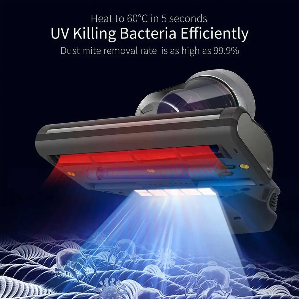 JIMMY JV35 Bed Vacuum for Mattress with UV Light, Powerful Vacuum 14 kPa, Double Cyclone Filtration, 99.99% Mite Removal - Grey