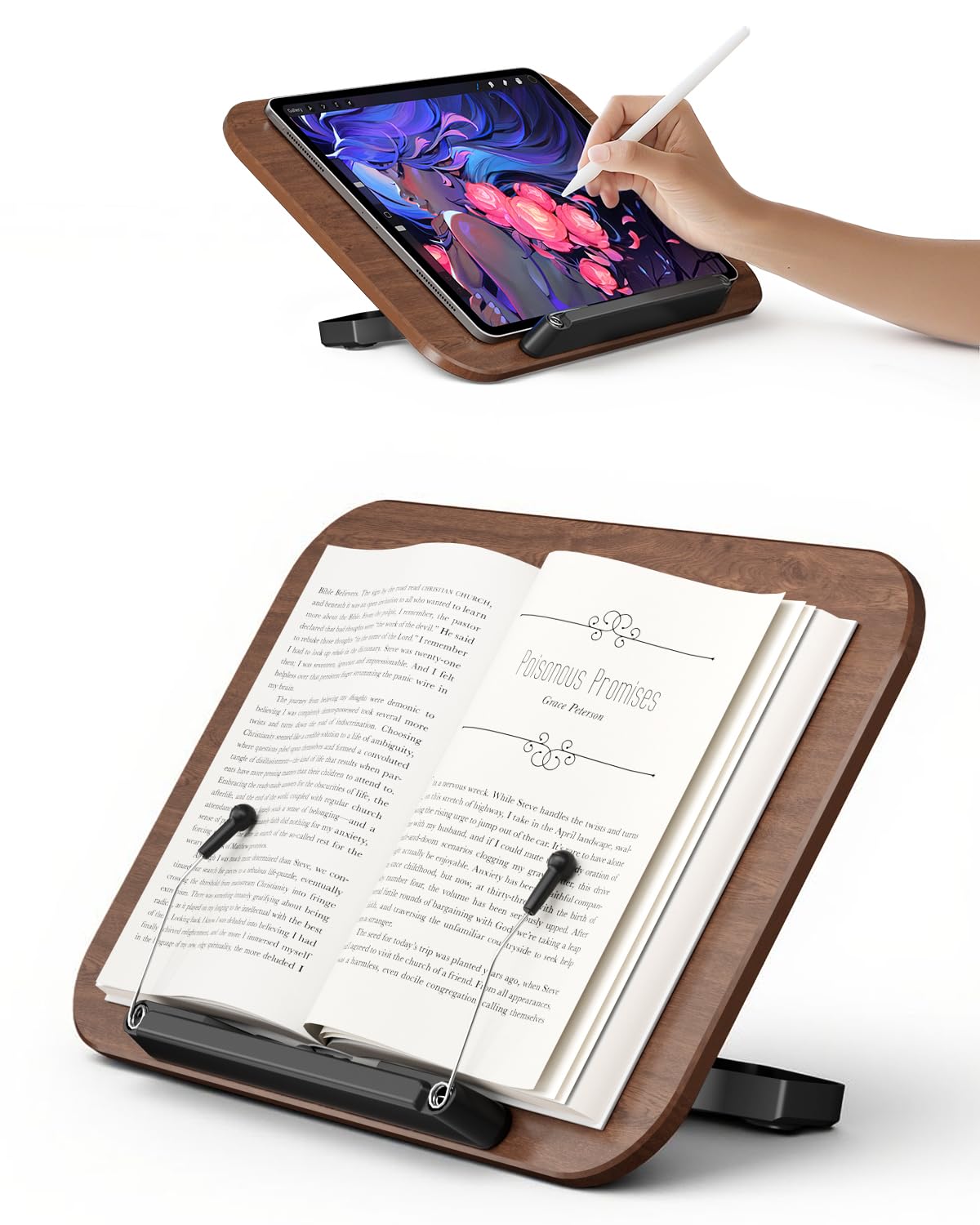 viozon Book Desktop 13 Height Adjustable Tilting Tablet Desktop Drawing Laptop Wood Finish Stand, Bookstand, 7.7-21cm, Levels, Stand, Stand, Stand,