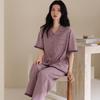 Pure cotton pajamas women's 1011 new summer super soft lapel loose casual can be worn outside loungewear cotton set