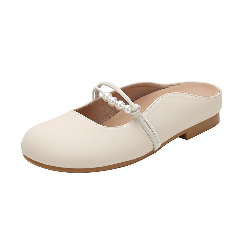 Baotou slippers inner height increase grandma shoes women's summer comfort little Mary Jane Doudou single shoes