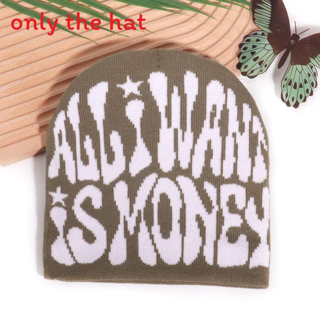 Unisex Acrylic Knit Hatwith Letter Embroidery For Fall Outdoor Activities