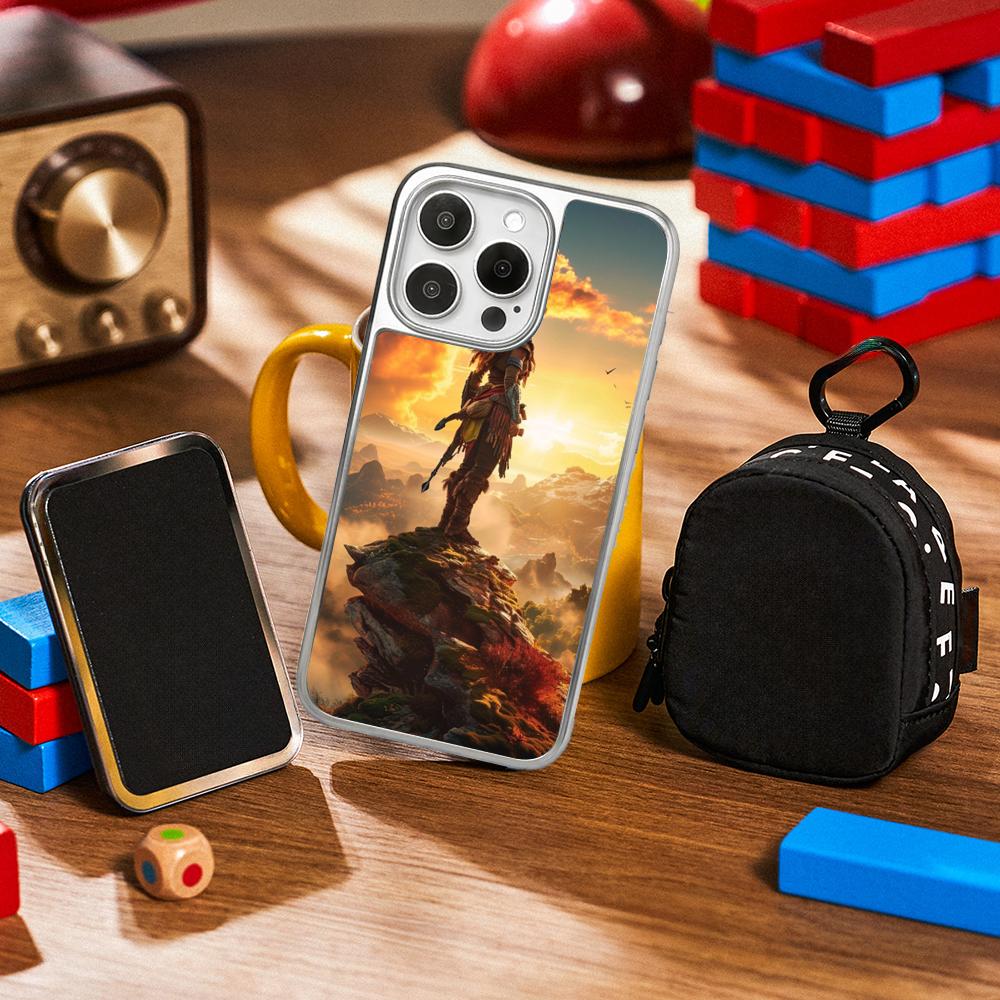 

Game Horizon Zero fashion poster Phone Case for iPhone 16 15 14 13 12 11 Pro Max Sheepskin Silver-edged protective case iPhone15ProMax