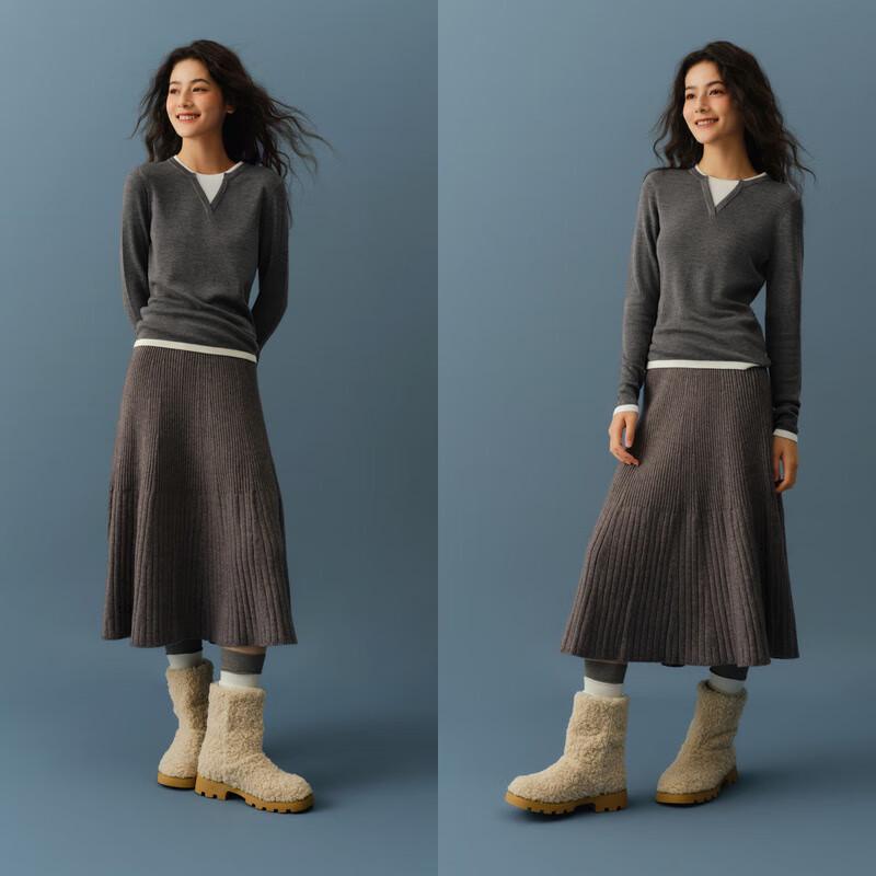 Semir Women's Cropped Faux Two-Piece Wool Blend Knit Sweater