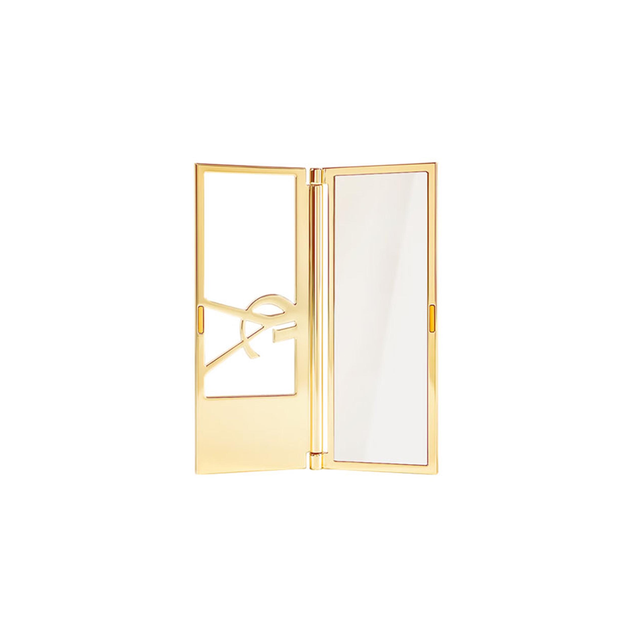 Складное зеркало Yves Saint Laurent с вырезанным логотипом, Портативное двустороннее зеркало для макияжа Makeup Mirror