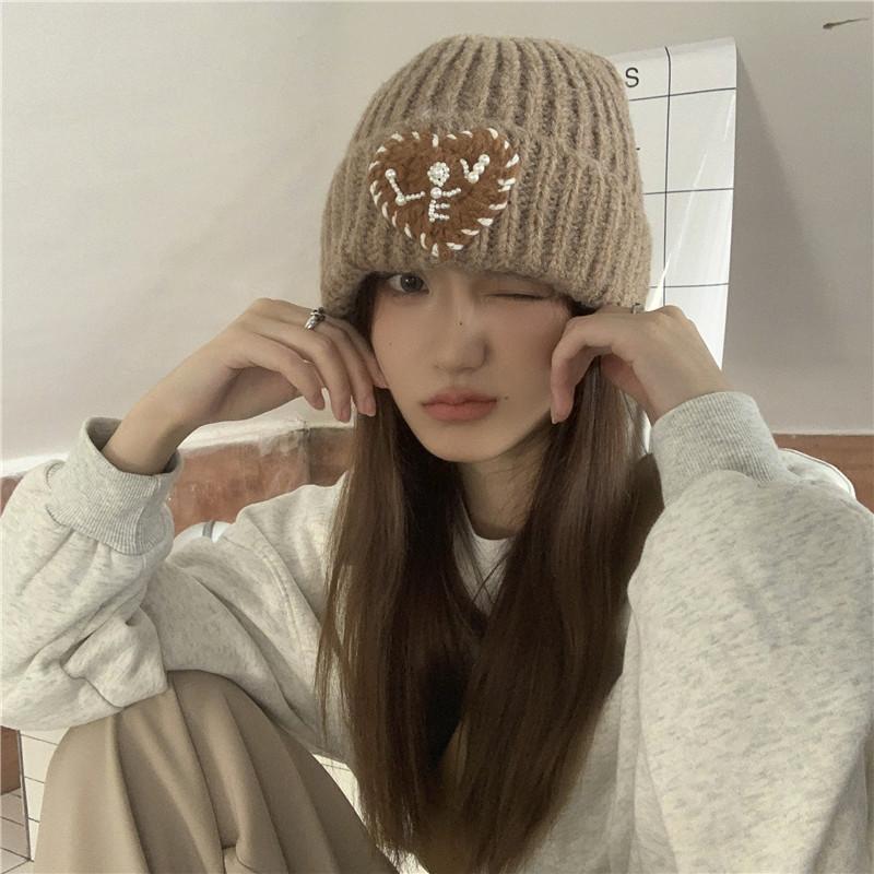 Love Loose Knitted Woolen Hat Women's Autumn and Winter Ear Protection Warm Hat