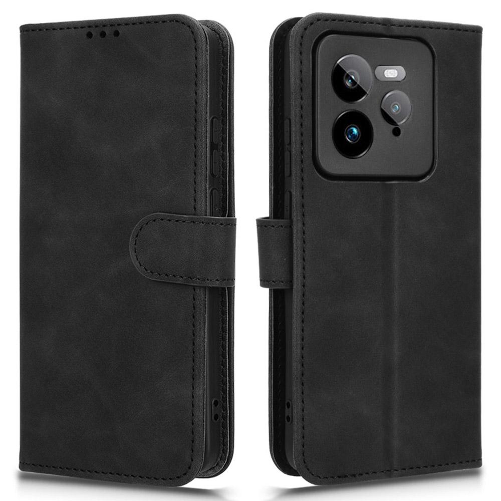 

For Realme GT 7 Pro 5G Leather Case Skin-Feel Anti-Drop Wallet Flip Phone Cover Black
