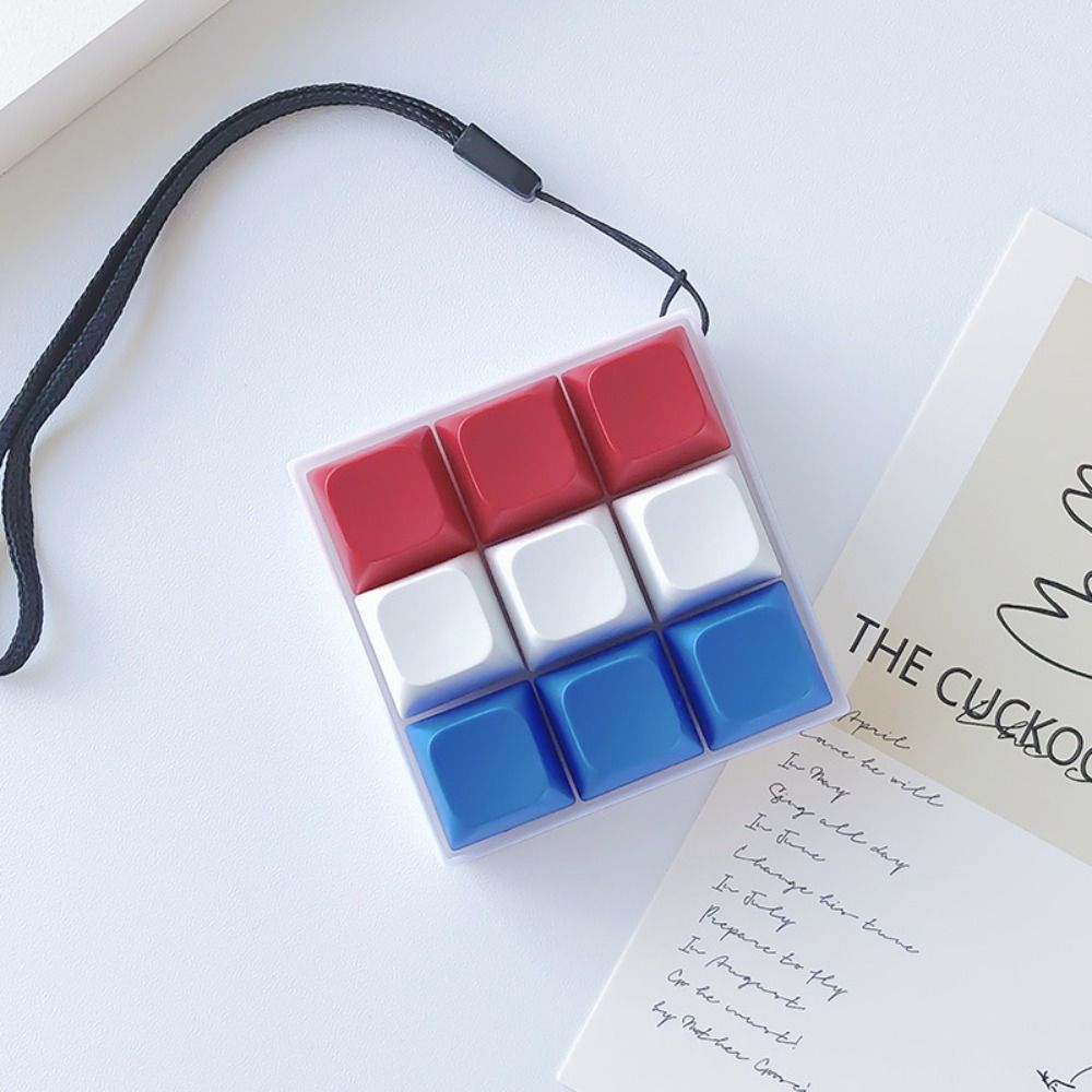 Square Keyboard Caps Toy 9-button Mechanical Keyboard Keyring Finger Toy Keyboard Keychain  Fidget