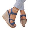 New Summer Women's Wedge Sandals Ultra-high Heel Straw Weave One-Strap Thick Sole Versatile Design