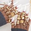 26 Pcs/Set Vintage Irregular Geometric Finger Rings for Women Minimalist Exaggerated Hollow Twist Thick Open Rings Punk Jewelry