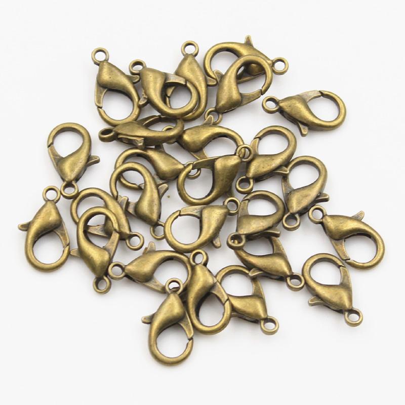 50Pcs 16Mm 14Mm 12Mm 10Mm Bronze Silver Color Kc Gold Color Plated Fashion Alloy Lobster Clasp Hooks Diy For Necklace Bracelet