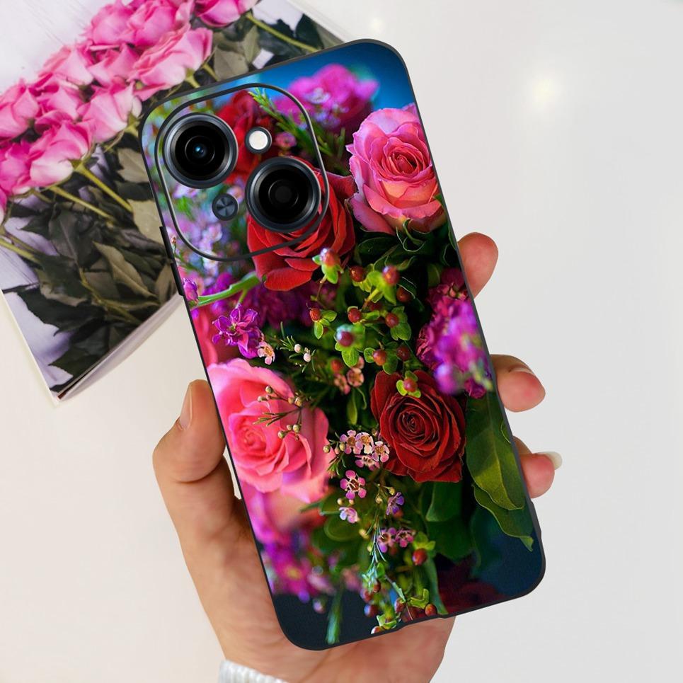 Flower Butterfly Women Fashion Back Cover For Tecno Spark GO 1 Spark GO 2025 Phone Funda Black Matte Soft TPU Silicone