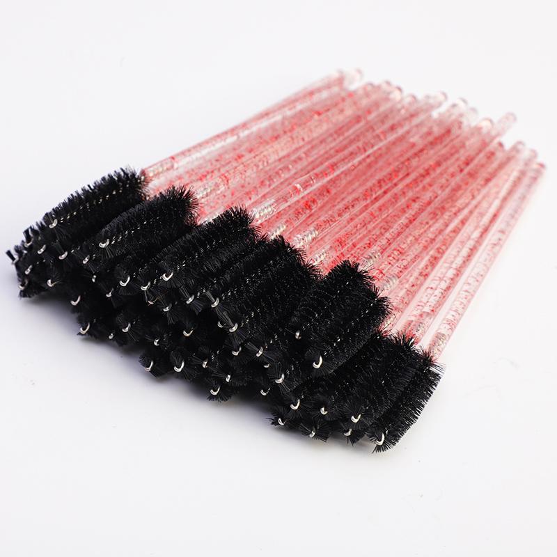2024 Hot Sale Crystal Shine Eyelashes Mascara Brushes Private Logo Diamond Eyelashes Nylon Fan Brush Make-Up Tool