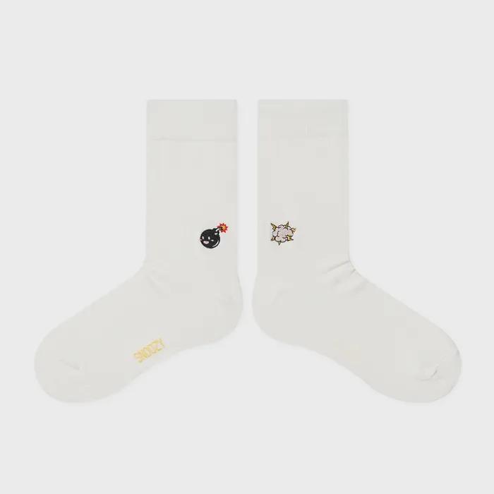 Bomb Embroidered Socks - White