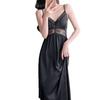 Spring and summer new thin nightgown chest pad suspender sexy two-piece set long ice silk nightgown pajamas temperament loungewear