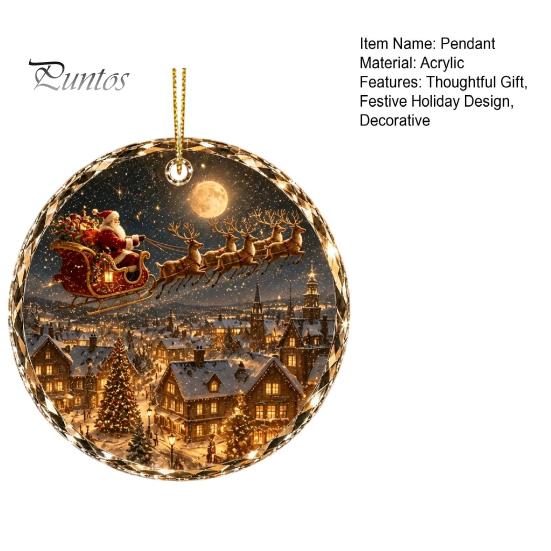 Acrylic Holiday Tree Decoration Christmas Landscape Scene Ornament for Decor, Decorative Elegant Hanging Keepsake Party And Seasonal Home Decorations
