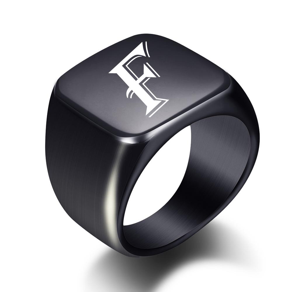 2025 Minimalist 26-Letter Smooth Titanium Steel Ring, Stainless Steel, 18MM Wide, Unisex
