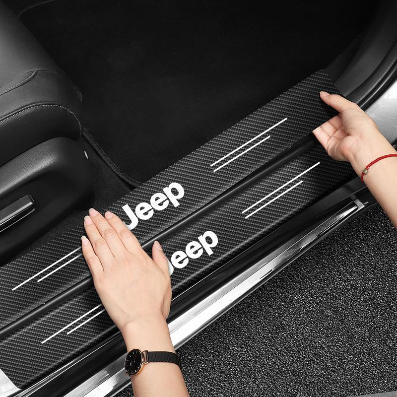 Car Threshold Protection Strip Anti Stepping Sticker Foot Pedal Sticker For Jeep Grand Cherokee Wrangler JK Gladiator Compass AJP1