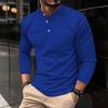 Fashionful Casual Outdoor Men's Long Sleeve 3-Button T-Shirt with Solid Color Design Basic Style Comfortable Polyester Fabric