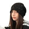 Autumn and Winter Hats, Women's Large Brim Shows the Face, Small Headgear, Versatile Sequins, Gypsy Stars, Stacked Hats, Cold Hats.