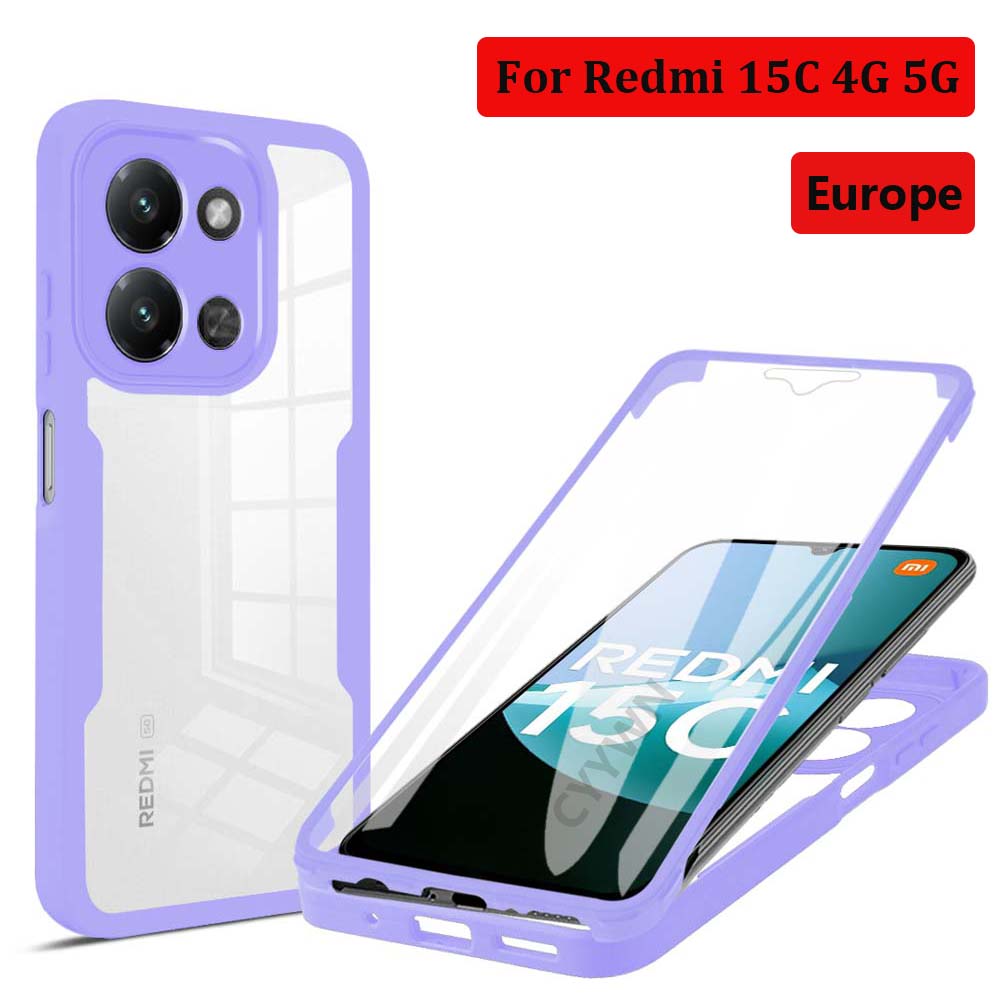 360 Full Body Screen Protector Transparent Case For Redmi 15C 4G 5G Europe 173mm Shockproof Phone Cover