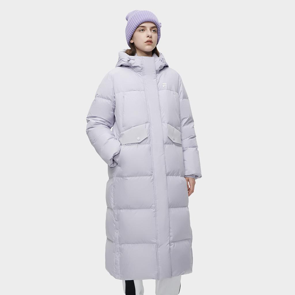 FILA Urban Tech Long Fashion Warm Hooded Coat Women Outerwear Lavender T11W341910F-PU