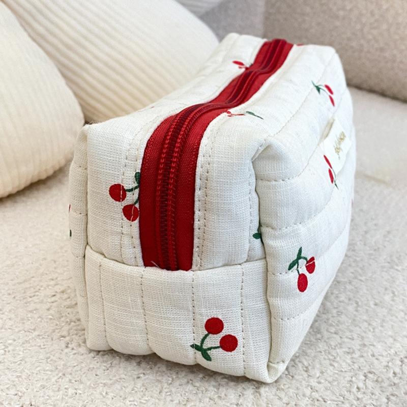 Cherry Embroidery Cosmetic Bag Handbag Canvas Bag Coin Purse Cosmetic Bag Makeup Bag Travel Bag Storage Bag
