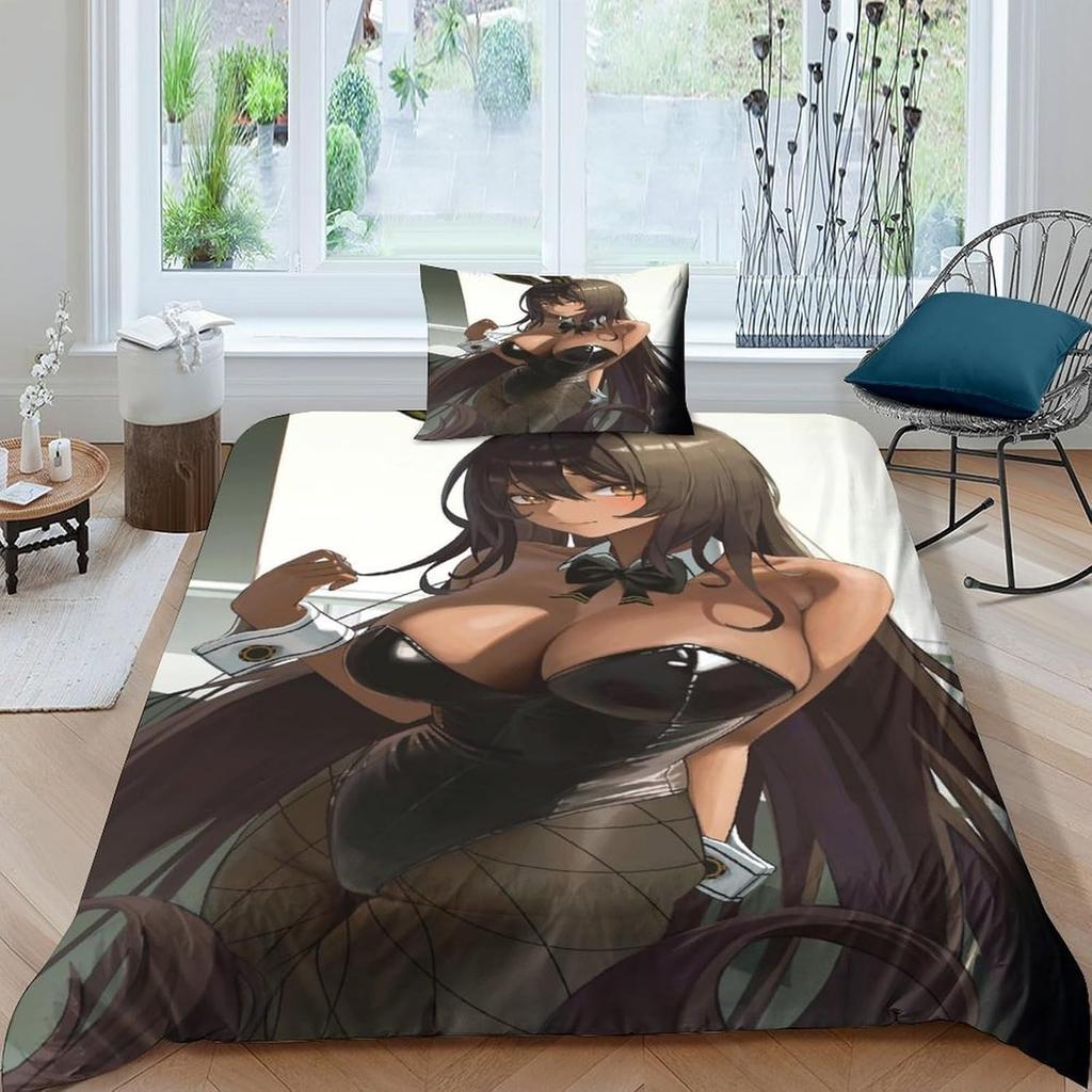 Full and Sexy Girl 3D Printed Anime Girl, Child Girl, Boy, Adult Duvet Cover, Bedding Sheet, Zipper and Pillowcase, Soft Ultra-f