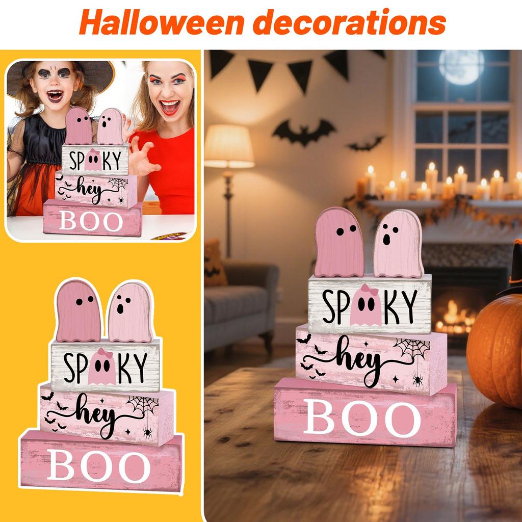 Halloween Desktop Ornaments, Festive Atmosphere, Home Decor, Wooden Ornaments