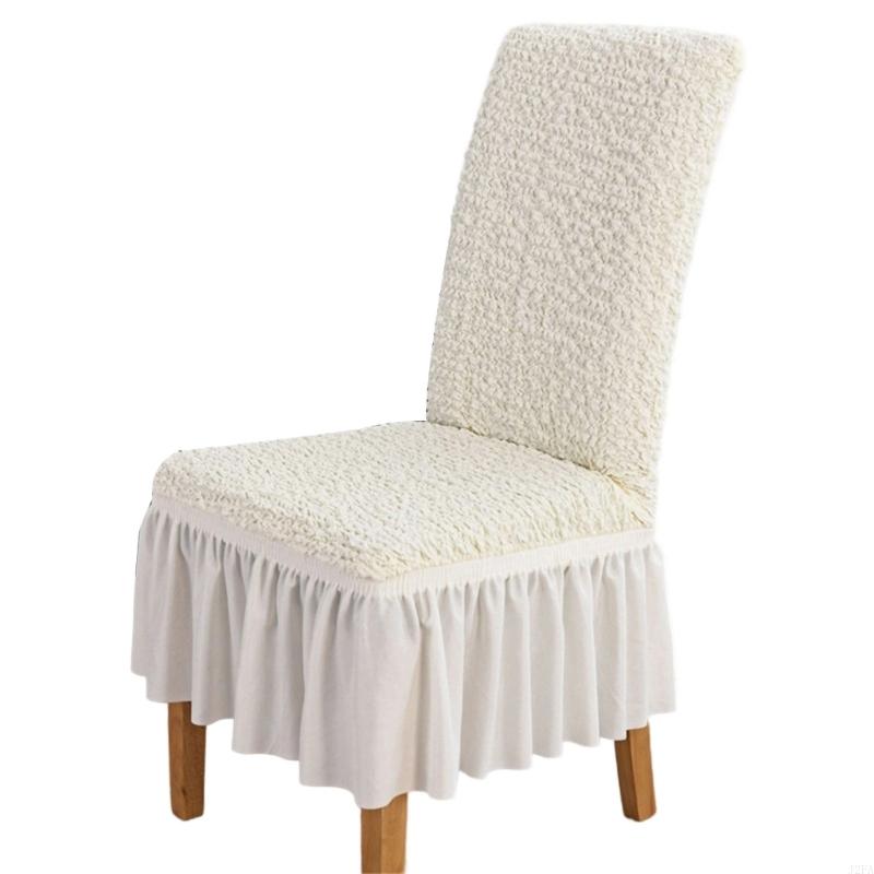 

Stretchable Washable Elastic Dining Chair Covers With Skirt Design for Wedding Party