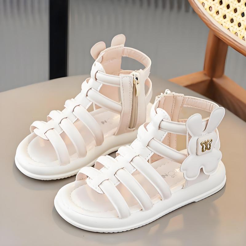 

Сандалии в западном стиле детские римские туфли мягкая подошва открытый носок туфельки принцессы для маленькой девочки 26 белый