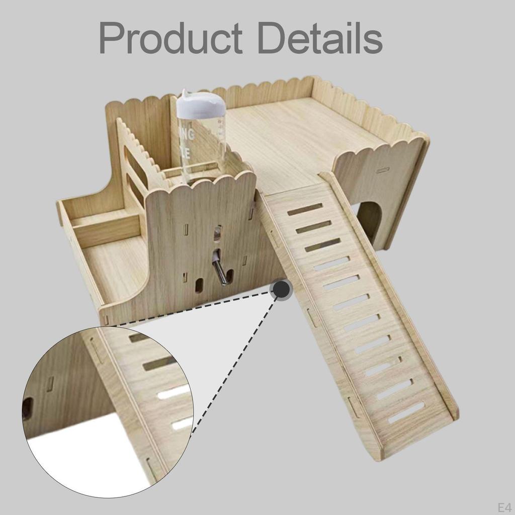 Convertible Wooden Hamster House, Guinea Pig Enclosure, Chinchilla Hut, Feeding Area And Spa