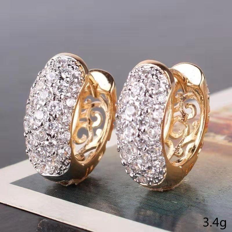 Chenrui Rose Gold Hollow Copper Earrings with White Diamond Inlay, Simple Pastoral Style