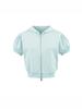 Women's Macaron Color Short-Sleeved Hooded Cardigan with Bubble Sleeves and Thin Sun Protection