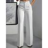 TIFICY Women's Fashion Casual Solid Color Print High Waist Trousers Pants & Capris