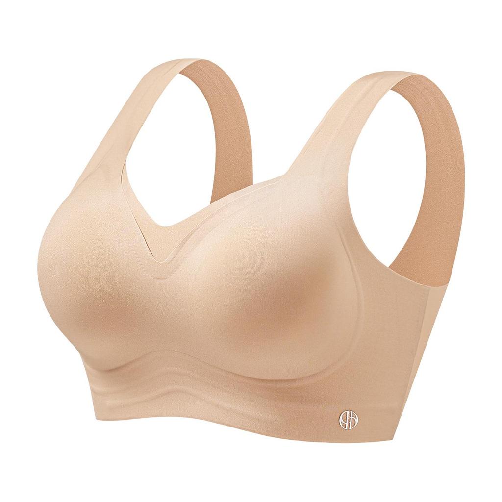 Women's Anti-Sagging Seamless Sports Bra with Gathered Support and Stylish Back Design