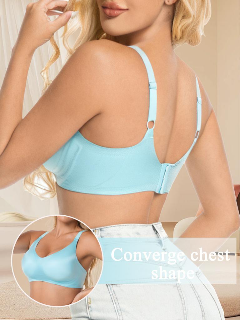 Women's Wireless Seamless Push Up Bra, Full Coverage Comfort Bra with Adjustable Straps & Back Closure, Everyday Support Lingerie for All Cup Sizes