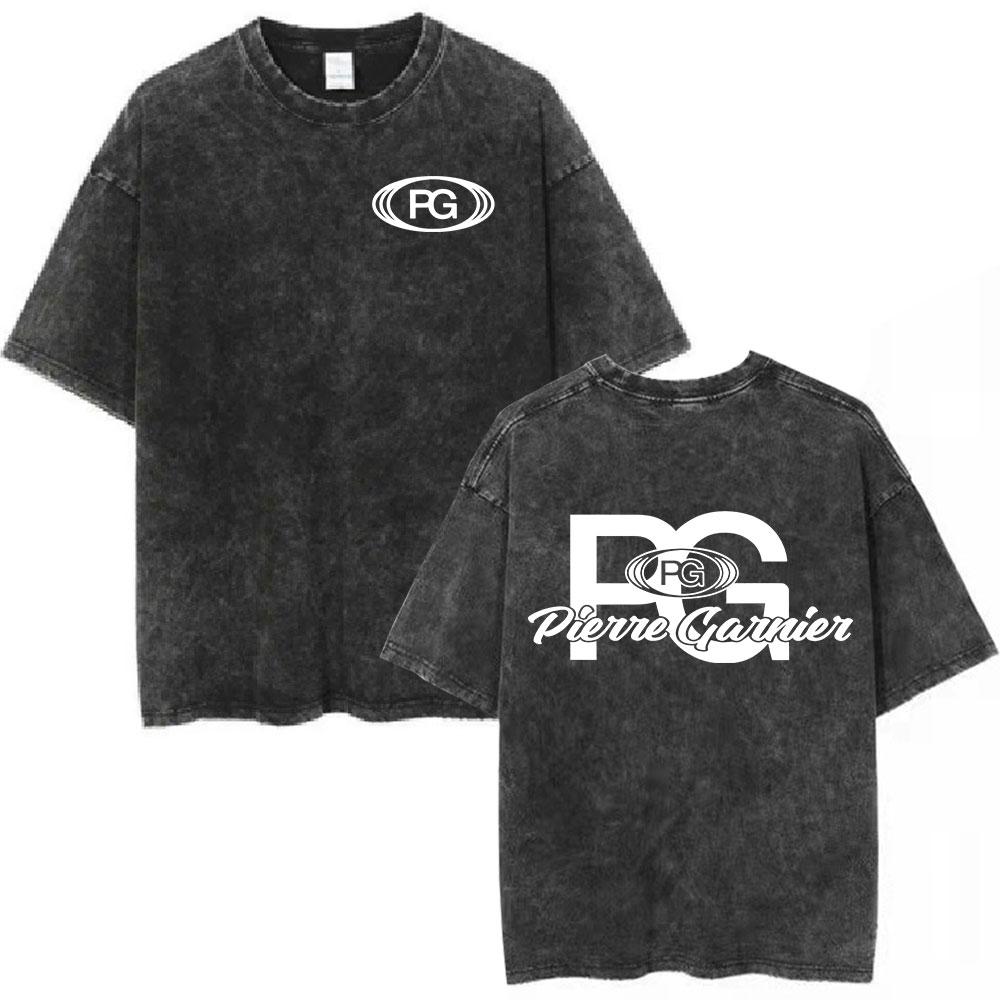 

Vintage Washed Pierre Garnier Chaque Seconde Tour Tshirt Men Women Clothing Fashion Hip Hop Short Sleeve Oversized T Shirt Tops S