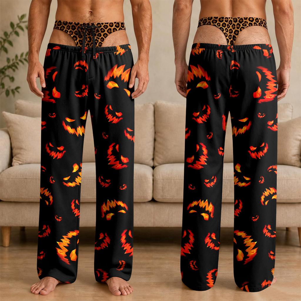 Men's Funny Novelty Halloween Pajama Pants with Underwear Print for Sleepwear
