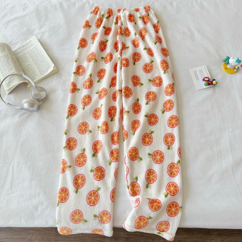 Hello Kitty Damen Fleecegefütterte Pyjamahose - Warmer Korallfarbener Flanell für Herbst und Winter