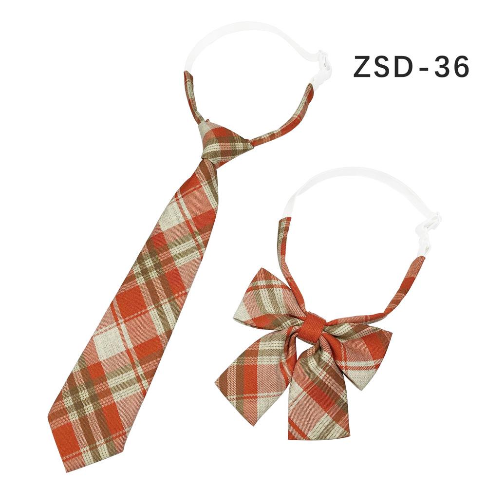 Unisex JK Collar Plaid Bowknot Flower Set - Polyester Cotton Student Uniform Accessory