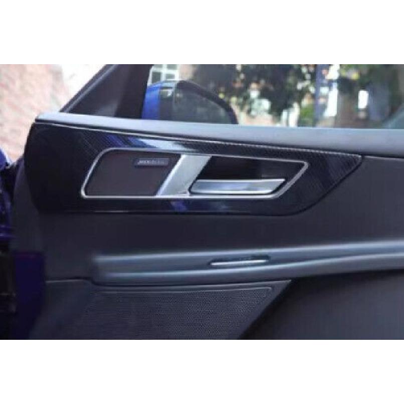 4PCS Carbon Fiber Frame Trim Door Handle Lock For Jaguar F-pace 2017-2020 Black