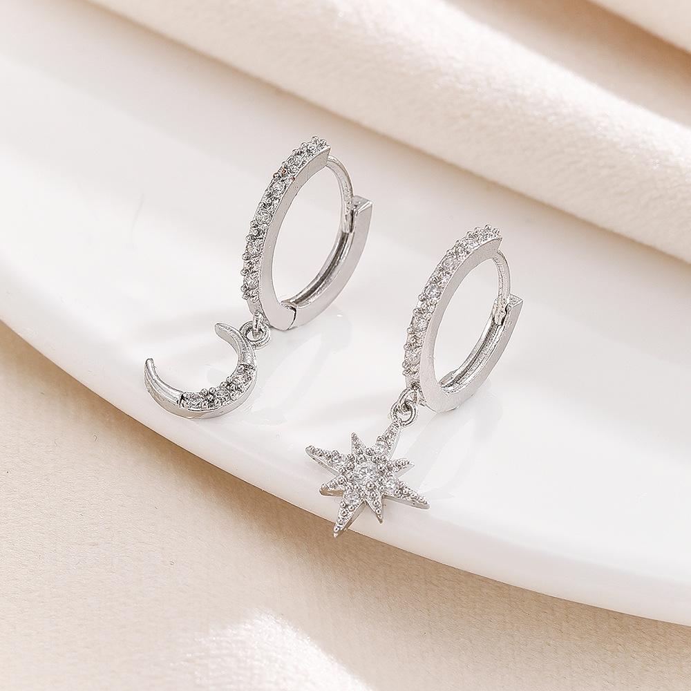 Hot selling moon asymmetrical earrings for women, fashionable, versatile, and high-end earrings