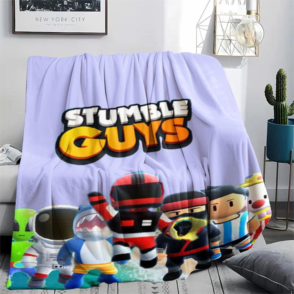 1PC Stumble Guys Print Flannel Blanket, High quality Comfortable for All Seasons, Home Decor, Warmth and Comfort, Perfect for Christmas Gifts184
